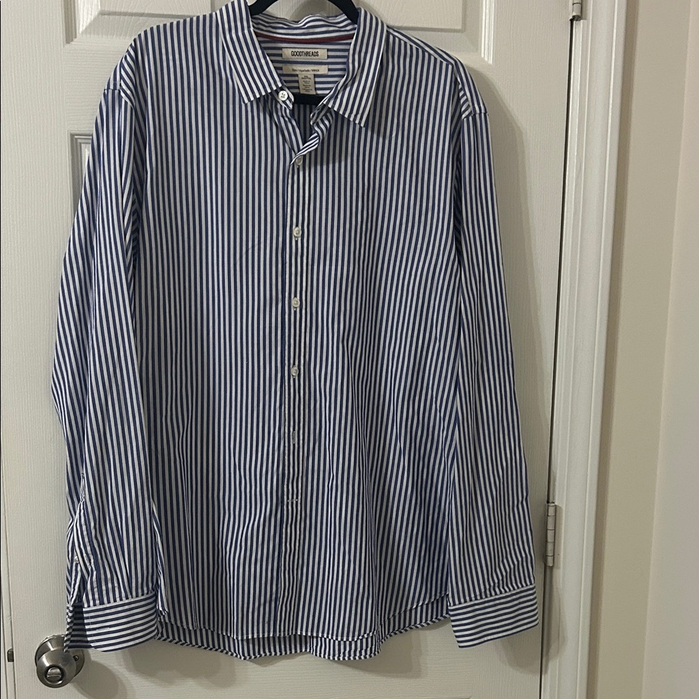 Goodthreads Blue and White Striped Casual Shirt